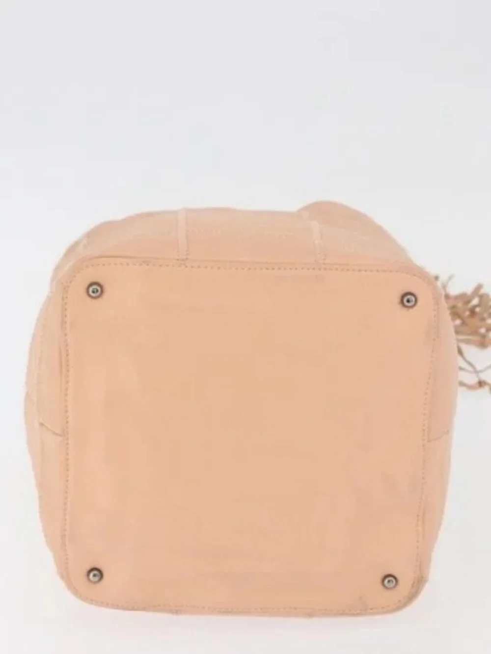 CHANEL Choco Bar Hand Bag Leather Beige CC Auth 179026A